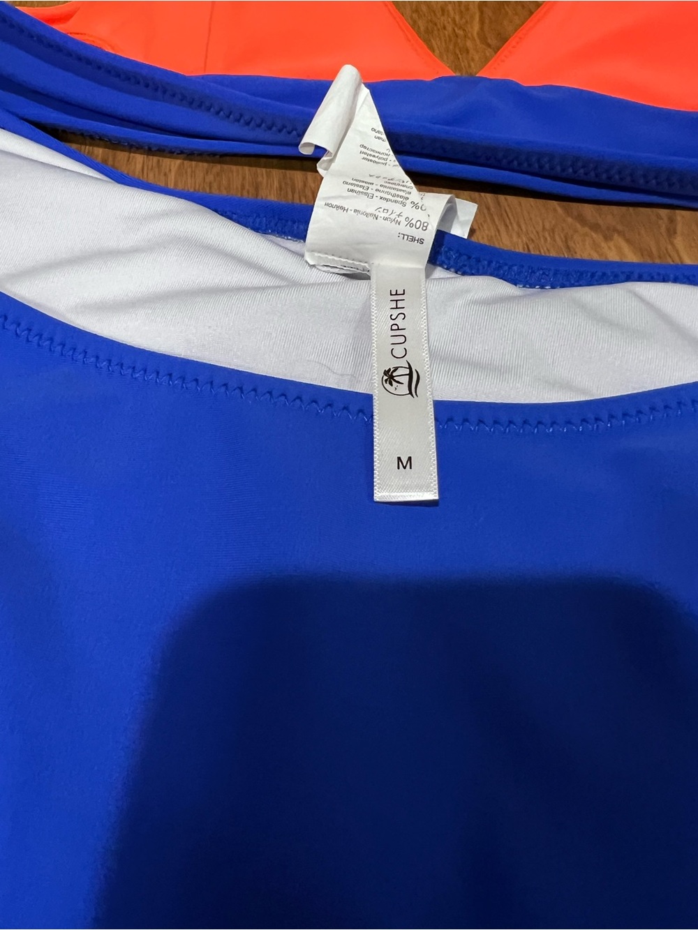 Cupshe Orange Triangle Top & Royal Blue Bikini Bottoms - Picture 3 of 3